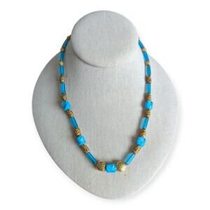 Elegant Artisan made Gold & Glass bead Necklace